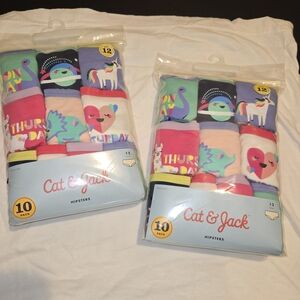 Cat & Jack Girls' Hipster Underwear 10-Pack. Size 12 Lot Of 2